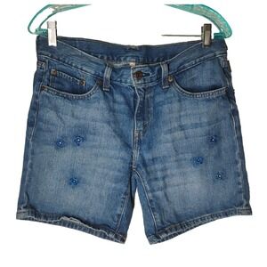Levi's Womens 28 (30x6) Denim Blue Jean Short Embroidered Flower Design